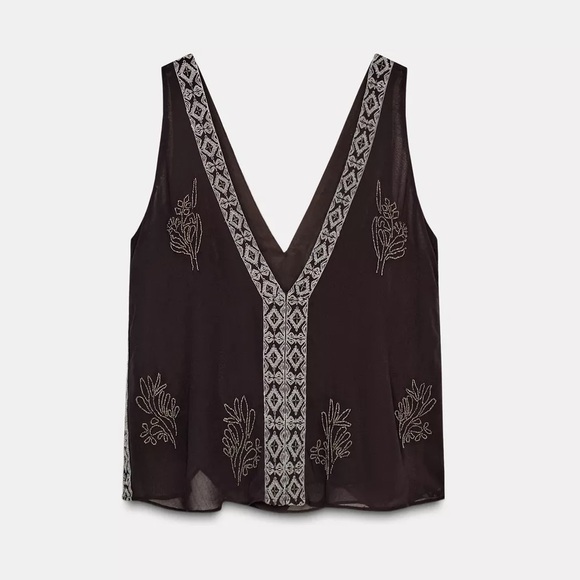 NWT Zara Woman Rare Beaded EMBROIDERED TOP ZW COLLECTION LIMITED EDITION Size M - Picture 7 of 11